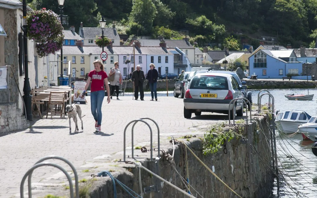 Fishguard portul, peisajul de coastă și Pembrokeshire în Țara Galilor