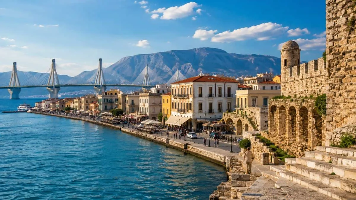 Oraș Patras, Golful Patras și malul apei din vestul Greciei
