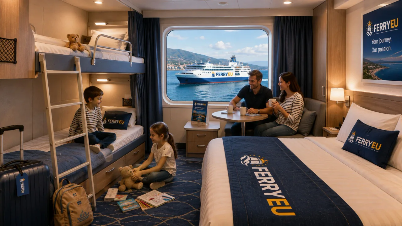 Cabină de familie cu feribotul cu paturi