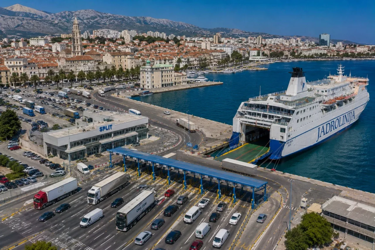 Feribotul Jadrolinija în portul de pasageri Split
