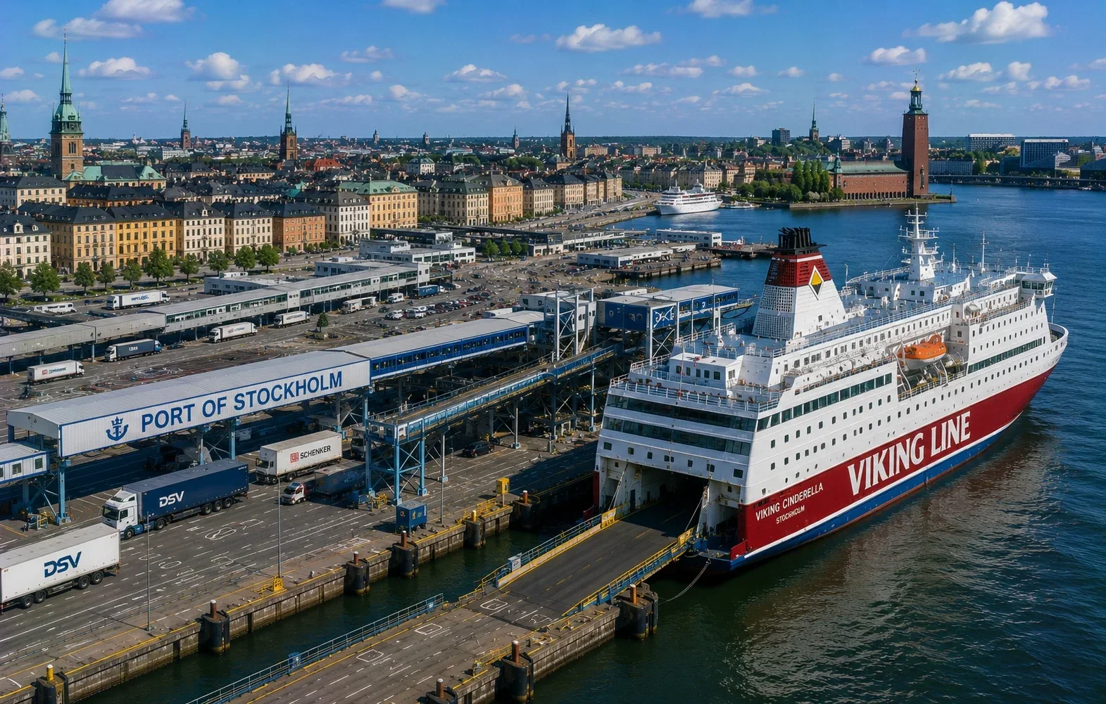 Feribotul de pasageri Viking Line în portul Stockholm