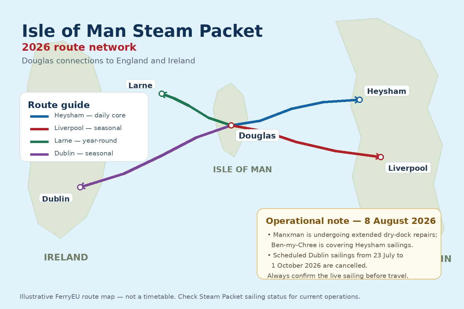 Harta rutei Isle of Man Steam Packet Company